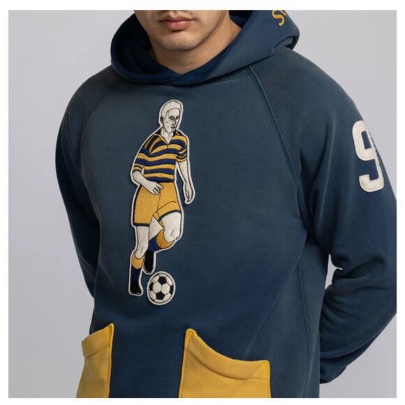 Samuel Zelig St Denis FC Hoodie M Vintage Navy Yellow Made USA NWOT - Picture 9 of 13